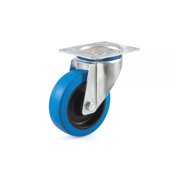 Lenkrolle 100 mm Thermoplastisches Gummirad Rollenlager - Blue Wheel